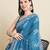 blue cotton printed saree with blouse