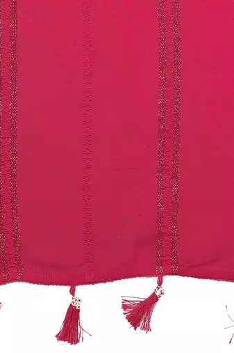 pink georgette silk blend kaju patta pattern saree with foil print banglory blouse & pallu latkan  rich tone color