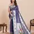 navy blue silk blend printed saree with blouse