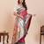 red silk blend printed saree with blouse