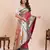 red silk blend printed saree with blouse