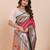 red silk blend printed saree with blouse