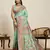 green silk blend blend printed saree with blouse