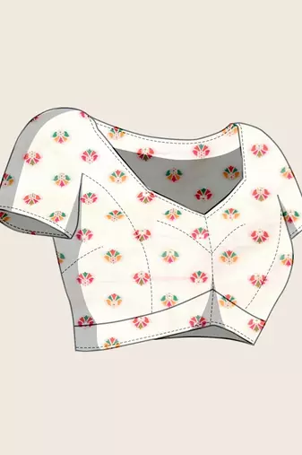 white silk blend blend printed saree with blouse