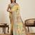 yellow silk blend blend printed saree with blouse