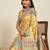 yellow silk blend blend printed saree with blouse