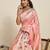 peach silk blend printed saree with blouse