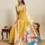 yellow silk blend printed saree with blouse