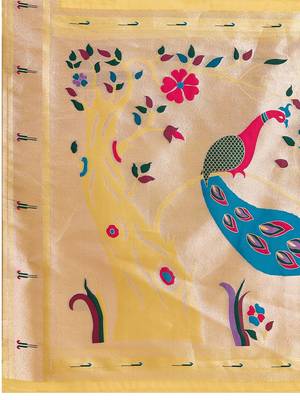 yellow silk blend printed saree with blouse 4