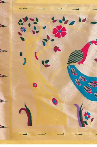 yellow silk blend printed saree with blouse