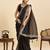 black georgette printed saree with blouse
