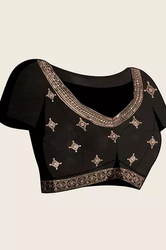black georgette printed saree with blouse