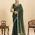 green georgette printed saree with blouse