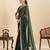 green georgette printed saree with blouse