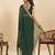 green georgette printed saree with blouse