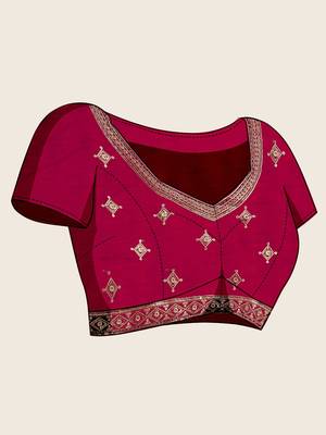 red georgette printed saree with blouse 5