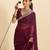wine georgette printed saree with blouse
