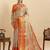 orange silk blend printed saree with blouse