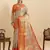 orange silk blend printed saree with blouse