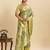 parrot green silk blend printed saree with blouse