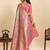 pink silk blend printed saree with blouse