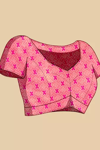 pink silk blend printed saree with blouse