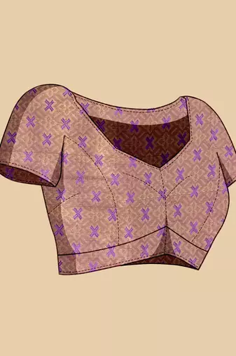 purple silk blend printed saree with blouse