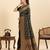 green satin printed saree with blouse