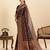 maroon satin printed saree with blouse