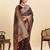 wine satin printed saree with blouse
