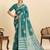 green art silk printed saree with blouse