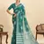 green art silk printed saree with blouse