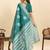 green art silk printed saree with blouse