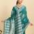 green art silk printed saree with blouse