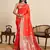 orange silk blend printed saree with blouse