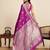 purple silk blend printed saree with blouse