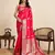 red silk blend printed saree with blouse