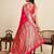red silk blend printed saree with blouse