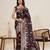 brown silk blend printed saree with blouse