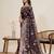 brown silk blend printed saree with blouse