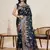 navy blue silk blend printed saree with blouse