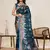 teal silk blend printed saree with blouse