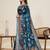 teal silk blend printed saree with blouse