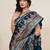 teal silk blend printed saree with blouse