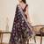 wine silk blend printed saree with blouse