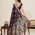 brown silk blend printed saree with blouse