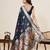 navy blue silk blend printed saree with blouse