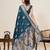 teal silk blend printed saree with blouse