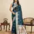 blue satin printed saree with blouse