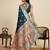 blue satin printed saree with blouse